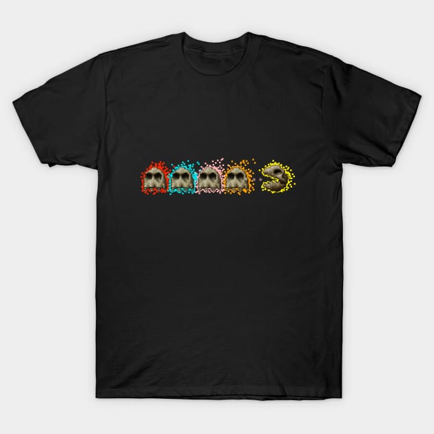 Pac Man Skulls T-Shirt by bobdobart